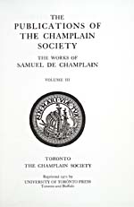 Page de titre du livre THE WORKS OF SAMUEL DE CHAMPLAIN, volume 3 (1615-1618)