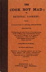 Cover of cookbook, THE COOK NOT MAD; OR RATIONAL COOKERY, orange in colour