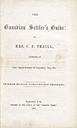 Title page of book, THE CANADIAN SETTLER'S GUIDE