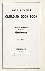 Title page of cookbook, KATE AITKEN'S CANADIAN COOK BOOK