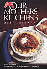 Cover of cookbook, FROM OUR MOTHERS' KITCHENS, with a photograph of a bowl of pasta and sauce and a plate of rolls
