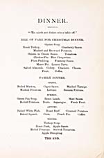 Unumbered page of cookbook, THE NEW GALT COOK BOOK, with suggestions for a Christmas dinner menu and menus for other seasons