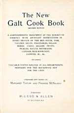 Page de titre du livre de cuisine THE NEW GALT COOK BOOK