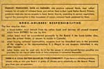 Unumbered page of ration book listing the responsibilities of ration-book holders