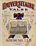 Illustrated cover of the sheet music for UNIVERSITAIRE, by Alphédor Noël