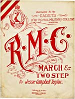 Illustrated cover of the sheet music for R.M.C. MARCH & TWO STEP, by Jessie Campbell Taylor