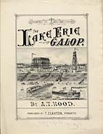 Illustrated cover of the sheet music for THE LAKE ERIE GALOP, by A.T. Hood