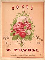 Illustrated cover of the sheet music for ROSES, words by Professor Long and music by W. Powell
