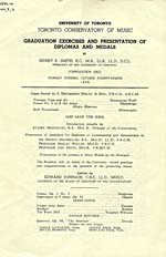 Front cover of program for the Toronto Conservatory of Music graduation exercises, 1946