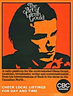 CBC poster, with image of Glenn Gould, advertising THE ART OF GLENN GOULD radio series, 1969