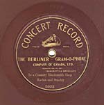 Étiquette d'un disque Concert brun de dix pouces, vers 1904
