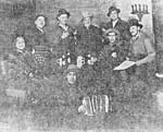 Photograph of Canadian singers and musicians, 1930, showing: Blanche Gauthier, Eugène Daignault, Arthur Lefebvre, Adélard St-Jean, Ovila Légaré, Isidore Soucy, Dr. Sam Letendre, and Donat Lafleur