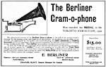 Advertisement for E. Berliner, Montréal, 1901, promoting the Berliner Gram-o-phone