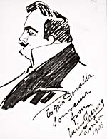 Autoportrait qu'Enrico Caruso a dessiné et dédicacé à Pauline Donalda, en 1905