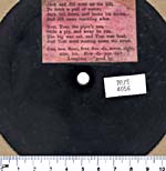 Back of a Berliner five-inch black disc, containing words for English nursery rhymes, circa 1889