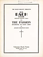 Couverture du programme d'un concert de la Bach Society donné à Toronto en 1933 dans lequel a chanté Hubert Eisdell