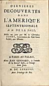 Digital photograph: Title page of de Tonti's account of La Salle's voyages