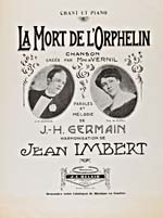 Cover of sheet music for song, LA MORT DE L'ORPHELIN, music written by J. Hervey Germain