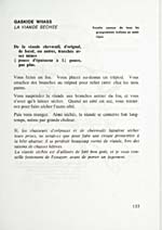 Page 133 of cookbook, RECETTES TYPIQUES DES INDIENS, wih a recipe for Gaskide Wiiass (dried meat)
