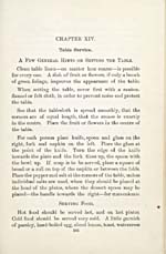Page 105 du livre de cuisine PUBLIC SCHOOL HOUSEHOLD SCIENCE montrant comment mettre la table