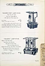 Page 243 of catalogue, CATALOGUE OF ENAMELED, TIN AND OTHER KITCHEN WARES, with an ad for lamp stoves