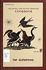 Cover of cookbook, THE RURAL AND NATIVE HERITAGE COOKBOOK, featuring an illustration of several species of birds