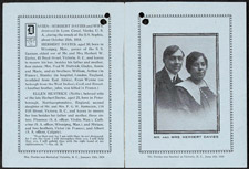 Carte commémorative, janvier 1919; 3 pages. Herbert et Ellen Davies sont morts lors du naufrage du navire PRINCESS SOPHIA