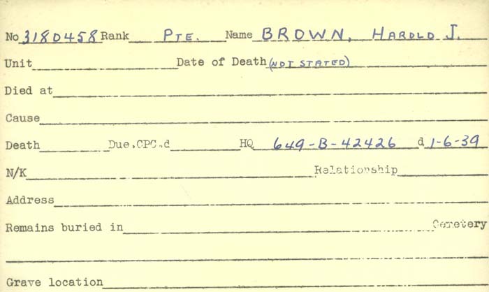 Title: Veterans Death Cards: First World War - Mikan Number: 46114 - Microform: brebner_john