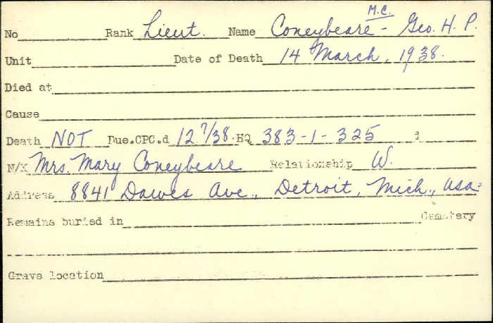 Title: Veterans Death Cards: First World War - Mikan Number: 46114 - Microform: conely_phillip