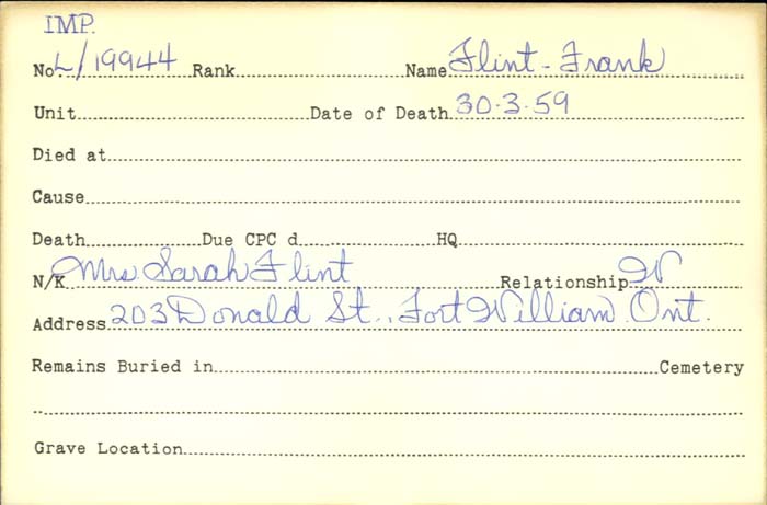 Title: Veterans Death Cards: First World War - Mikan Number: 46114 - Microform: fergusson_alexander