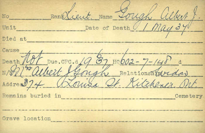 Title: Veterans Death Cards: First World War - Mikan Number: 46114 - Microform: gough_albert