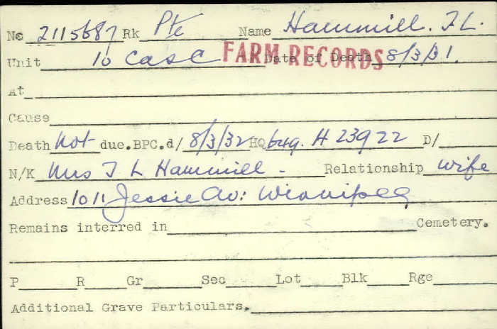 Title: Veterans Death Cards: First World War - Mikan Number: 46114 - Microform: gunn_a
