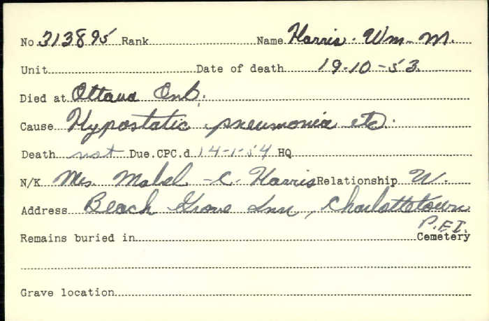 Title: Veterans Death Cards: First World War - Mikan Number: 46114 - Microform: hammond_a