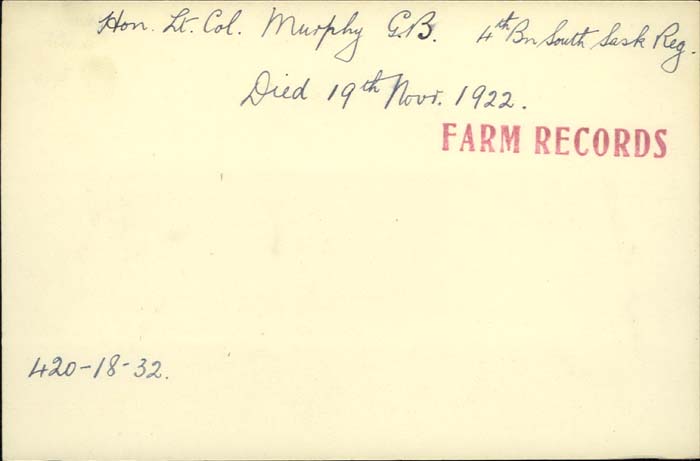 Title: Veterans Death Cards: First World War - Mikan Number: 46114 - Microform: murphy_g
