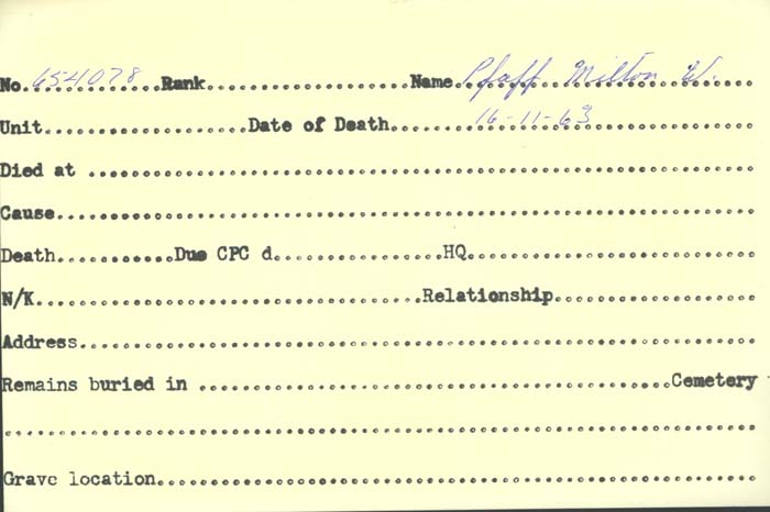 Title: Veterans Death Cards: First World War - Mikan Number: 46114 - Microform: paynter_j