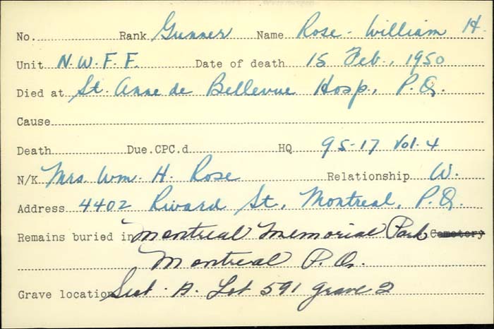 Title: Veterans Death Cards: First World War - Mikan Number: 46114 - Microform: robertson_l
