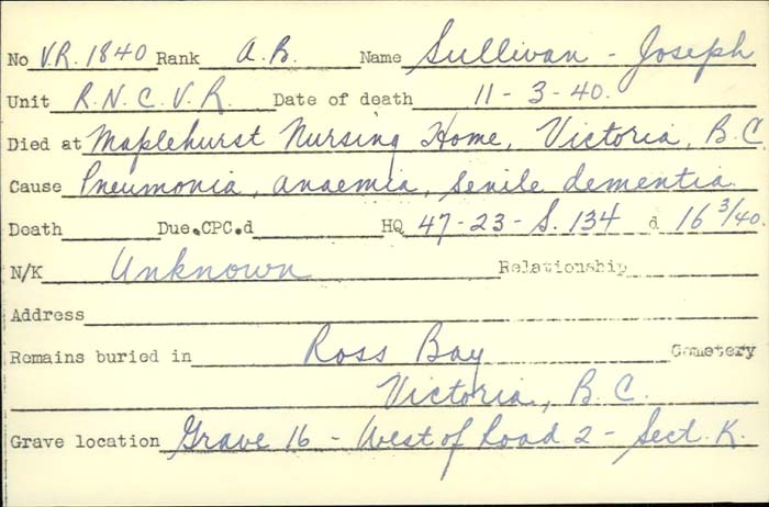 Title: Veterans Death Cards: First World War - Mikan Number: 46114 - Microform: stewart_r