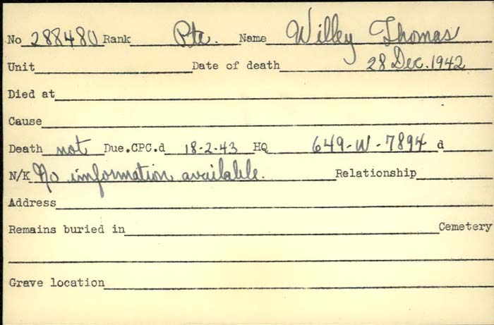 Title: Veterans Death Cards: First World War - Mikan Number: 46114 - Microform: white_a