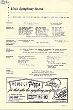 First page of a program for the Utah Symphony Orchestra concert, 1959