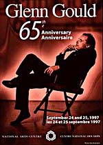 Couverture du programme des célébrations du 65e anniversaire de Glenn Gould, en septembre 1997