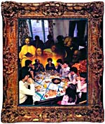 Collage with photograph of a family eating supper, by Joan McCrimmon Hebb
