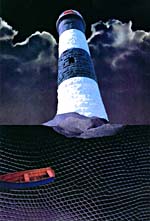 Collage of a lighthouse, by Joan McCrimmon Hebb
